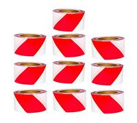 10 Pcs Non-Adhesive Barrier Tape - Red and White | 3" (75mm) x 500 Meter Warning Tape Roll for Cordoning Off Areas | Hazard Tape Red and White for Warning, Making Boundaries, Caution Tape