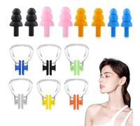 10 Pcs Nose Clips Swimming, Waterproof Ear Plugs, Reusable Waterproof Silicone Nose Plugs Kids Swimming Nose Clip Swim Nose Training Protector with Box for Kids and Adults,Beginners