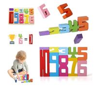 10 Pcs Number Blocks Toys for Kids with Storage Board, Stacking Number Toys Puzzle Blocks, Puzzle Development/Promote Parentechild, Early Education Puzzle Building Game for 3+ Kids