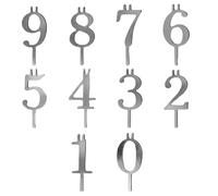 10 Pcs Number Candles, Dimensions 10.5 by 4 cm, Reusable Birthday Cake Candle Holders with Silver Finish, Set of Ten Number Candles for Cakes, Durable Birthday Candle for Celebrations