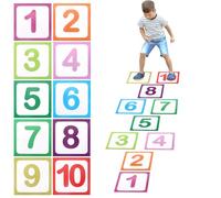 10 Pcs Number Floor Stickers Hopscotch Lattice Floor Stickers, 1-10 Numbers Wall Decals Floors Sticker for Classroom Bedroom Living Room (Multi)