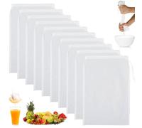 10 Pcs Nut Milk Bag, 20x30cm Food Grade Nylon Cheese Cloth Bags for Straining, Fine Mesh Cheesecloth for Straining, Muslin Cloths for Cooking, Reusable Strainer Bag for Yogurt/Juice/Tea