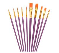 10 PCS Nylon Hair Paint Brushes Set - Flat Art Paintbrushes for Kids & Adults, Multi-Purpose Brushes for Face Nail Art, Watercolor Oil Acrylics, Decorations, Models & Figurines (Purple)