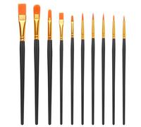 10 PCS Nylon Hair Paint Brushes Set - Flat Art Paintbrushes for Kids & Adults, Multi-Purpose Brushes for Face Nail Art, Watercolor Oil Acrylics, Decorations, Models & Figurines (Black)