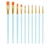 10 PCS Nylon Hair Paint Brushes Set - Flat Art Paintbrushes for Kids & Adults, Multi-Purpose Brushes for Face Nail Art, Watercolor Oil Acrylics, Decorations, Models & Figurines (Light blue)
