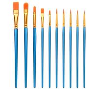 10 PCS Nylon Hair Paint Brushes Set - Flat Art Paintbrushes for Kids & Adults, Multi-Purpose Brushes for Face Nail Art, Watercolor Oil Acrylics, Decorations, Models & Figurines (Sky Blue)
