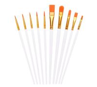 10 PCS Nylon Hair Paint Brushes Set - Flat Art Paintbrushes for Kids & Adults, Multi-Purpose Brushes for Face Nail Art, Watercolor Oil Acrylics, Decorations, Models & Figurines (White)