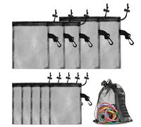 10 Pcs Nylon Mesh Drawstring Bags, Mesh Drawstring Bag with Cord Lock, 3 Sizes (5pcs 15×20cm, 3pcs 22×17cm, 2pcs 30×40cm) Black Mesh Bags for Swimming Sports Diving Outdoor Activities Toys Storage