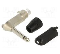 10 pcs : NYS207 - Plug, Jack 6,3mm, male, mono, ways: 2, angled 90°, Body: black