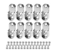 10 Pcs Oval Zinc Alloy Wardrobe Rail Brackets - Heavy Duty Support for Hanging Rail, Wardrobe Pole & Fittings, Easy Installation (Silver With screws)