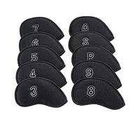 10 Pcs/Pack Meshy Golf Iron Covers Set Headcover Fit Most Irons Waterproof black