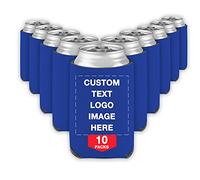10 Pcs Personalised Can Cooler Sleeves Custom Beer Soda Drink Holders with Logo Photo Text Customised Gift for Christmas Wedding Party