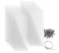 10 Pcs Pet Cage Liner 15 x 40cm, Cage Urine Guard Side Lining Clear Sheet with 50 Pcs Stainless Steel Zip Ties, Anti-Urine Side Lining Sheet for Rabbit Guinea Pig Hamster Ferret Chinchilla