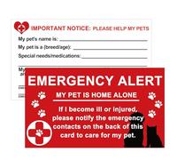 10 Pcs Pet Emergency Alert Card 2 x 3.5 inch My Dog or Cat is at Home Alone Emergency Alert Tag Contact Wallet Card with Contact Call