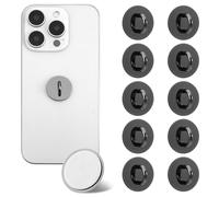 10 PCS Phone Charm Hook, Adhesive Metal Round Cell Phone Finger Ring Holder, Cute Phones Grip Loop Stand Universal Charms Holder for Cell Phones Case Tablet DIY Hanging Accessories (Black)