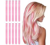 10 PCS Pink Hair Extensions, Synthetic Clip In Hair Tinsel for Girls & Women - Easy DIY Styling for Parties, Halloween & Crazy Hair Day