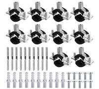10 pcs Pipe clamp Set, Screw-Type clamp Assembly, 3/4 inch (26-30 mm), Pipe Support Fittings, Suitable for securing Water Pipes and Enhancing Their Appearance, with 10 Bolts & 10 Anchors