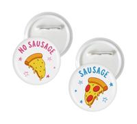 10 Pcs Pizza Gender Reveal Button Pins, Italian Pizza Team Boy Team Girl Badge Pins, No Sausage or Sausage Stain Brooch Button for Gender Reveal Party Decorations