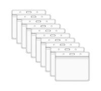 10 PCS Plastic Card Holder, Transparent Clear Horizontal Waterproof Name Tag Badge ID Card Holders ID Badge Card Plastic Wallets Pocket Holder Double Sided Badge Holders Lanyard Card Holder Waterproof