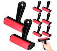 10 Pcs Plastic Ink Roller for Diamond Drills, Large Area Painting | Red Finish, Smooth Polished Surface, Classroom Art and Printmaking Studio Use, for Paper