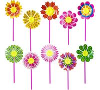 10 Pcs Plastic Pinwheel,Sunflower Wind Spinners Lawn Garden DIY Windmill,Colorful Pinwheels Wind Spinner Set for Children Kids Party Garden Yard Outdoor Decoration