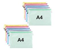 10 Pcs Plastic Wallets, A4 Zip Lock Bags Size,Waterproof Plastic Pockets Zipper Mesh Document Folders Wallet Zipper Bags for Office Homework School Supplies Travel Files Storage Bags (5 Colors)