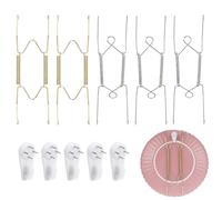 10 PCS Plate Hangers For Walls, Hanging Plate Hooks, Invisible W-Shaped Metal Spring Hangers with Traceless Wall Hooks, Decorative Plate Brackets and Display Racks for Wall Mounting Art, Plates and Ho