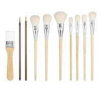 10 Pcs Pottery Glazing Brushes, Pottery Glaze Brushes Ceramic Brush Set - Goat Hair Mop & Blending Brush for Ceramics Acrylic Painting Clay - Essential Ceramics Tools and Supplies