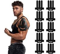 10 PCS Pre-Cut Kinesiology Tapes for Shoulder, Elastic Waterproof Precut Sports Tape for Muscle Discomfort Relief, Breathable Shoulder Tape (Black)