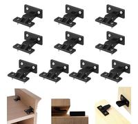 10 PCS Press Fit Panel Clips,Drop On/Hook On Push in Plinth Fasteners Fittings,ABS Quick Fitting Furniture Panel Board Connector,Mount Fasteners for Kitchen Cabinets Wardrobe Bed Table(Black)