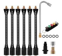 10 Pcs Pressure Washer Extension Wand, 109" Gutter Cleaning Lance with Large Locking Nut, 4000PSI, Engineering Plastic+Steel,for Karcher K2-K4 Adapter, 1/4" QC, 5 Nozzles & Curved Wand