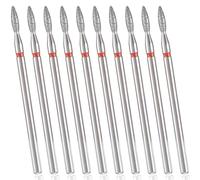 10 Pcs Professional Cuticle Nail Drill Bit with Case Flame Bit for Nail Drill for Dead Skin 3/32'' Nails Dry Manicure Pedicure Shape Remove Nails Salon Tools Manicurist Home Red Stainless Steel