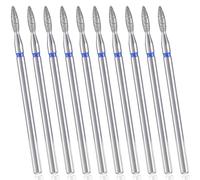 10 Pcs Professional Cuticle Nail Drill Bits with Case Flame Bit for Nail Drill for Dead Skin 3/32'' Nails Dry Manicure Pedicure Shape Remove Nails Salon Tools Manicurist Home (Blue)
