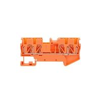 10 pcs PT2.5-QU Push-in Terminal Block Din Rail PT 2.5mm² 2-in 2-out Wire Electrical Connector PT 2.5(Orange)
