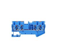 10 pcs PT2.5-QU Push-in Terminal Block Din Rail PT 2.5mm² 2-in 2-out Wire Electrical Connector PT 2.5(Blue)