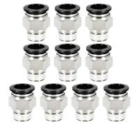 10 Pcs PT3/8 Pneumatic Black Push Connect Fittings, 14mm Pipe Connection x 16mm Thread Outer Air Push Connect Tools Pneumatic Hose Fittings, Push Lock Air Hose Fittings