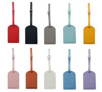 10 Pcs PU Leather Luggage Tags for Suitcases with Personal Information Card, Multi-Colour, with Adjustable Strap Privacy Protection Cover for Preventing Loss