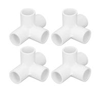 10 Pcs PVC Pipe Fittings, 25mm 4 Way Side Elbow Connector Right Angle Elbow Pipe Connector for DIY Shelf Garden Support Structure(White)