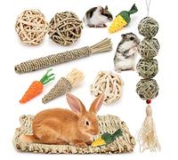 10 Pcs Rabbit Chew Toys Rabbit Toys Boredom Breaker Bunny Chew Toys for Teeth Grass Ball Carrot Corn Sticks Rattan Ball Small Animal Chew Toy Bed Hamster Chew Toys Hanging for Chinchilla Gerbils