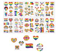 10 Pcs Rainbow Stickers,Pride Stickers,Pride,Gay Pride Tattoo,Large Sheets Waterproof LGBT Rainbow Flag Tattoo Stickers for Pride Festivals Celebration Decoration