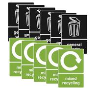10 Pcs Recycling Bin Stickers,Waterproof Bin Labels, Personalised Recycling Stickers, Removable Mixed RecyclingSigns, Bin Recycling and General Waste, for Outdoor, Kitchen Pack