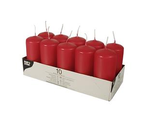 10 Pcs Red Pillar Candles Bulk Pack 40x90mm Unscented Wedding Party Decor