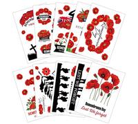 10 Pcs Remembrance Day Window Stickers and Decorations,Poppy Window Stickers Lest We Forget Before We Forget Kindness for 11th November,Soldier Silhouette for Window Mirror Glass Decorations