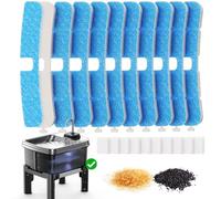 10 pcs Replacement Filters + 10pcs Pump Sponge, Multi-Layer Filtration System Carbon Filters Compatible with 9L/2Gal 3 Heights Adjustable Raised Dog Water Fountain