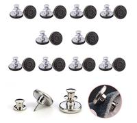 10 Pcs Replacement Jean Buttons, Button Pins for Jeans, 17mm Adjustable and Detachable Metal Jeans Button, Jeans Stud Buttons, for Jackets, Clothes, Denim Skirt, DIY Crafts, Clothing Repairing