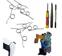 10 Pcs Replacement L2 R2 Metal Trigger Keys Button Springs Compatible with PS5 Playstation Games Controller with Screwdriver, Crowbars, Tweezers, Repair Spare Parts Accessories Kit