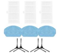 10 Pcs Replacement Parts Compatible with for NEDIS WIFIVCB01 Robot Vacuum - 3 HEPA, 3 Mop for PADS, 4 Side Brushes