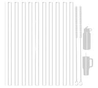 10 PCS Replacement Plastic Straws, Reusable Drinking Starws Compatible with HydroFlask Water Bottle 18-64oz and Other Brands, Water Bottle Straw Replacement with 2 Straw Brushes,Clear Straws Non Toxic