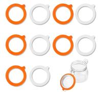 10 PCS Replacement Silicone Seals for Kilner Jar Seals Silicone Jar Gasket Five Orange and Five White Food-Grade Silicone Pads Soft Elastic Replacement Gasket Non-Toxic and Odorless