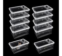 10 PCS Reptile Feeding Box, Isopod Enclosure Plastic Terrarium, Reptile Breeding Box for Bearded Gecko Dragon Lizard Spider Frog, Rreptile Carrier (Clear) (Clear, 7.5x4.9x3 in)
